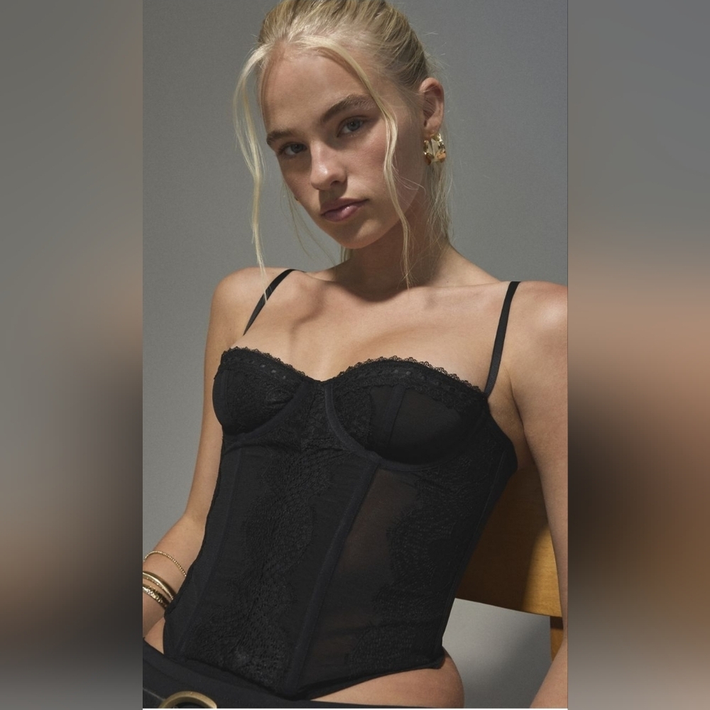 Urban Outfitters Black Lace Corset Bra